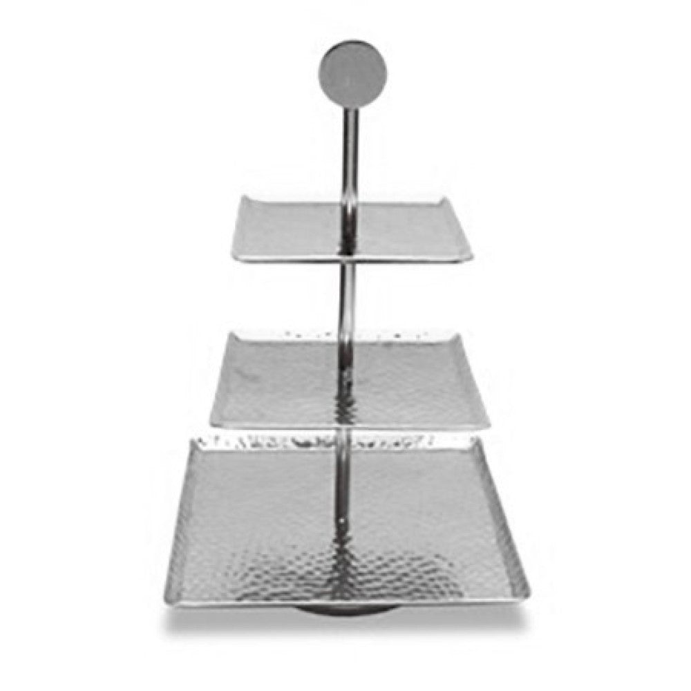 Hammered Square Shaped Three Tier Stand - 99fab 