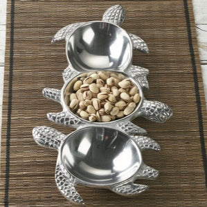 Silver Three Section Turtle Design Serving Tray