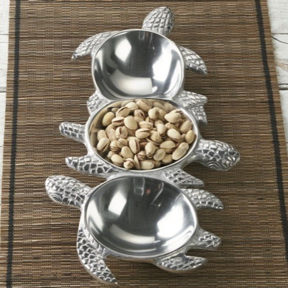 Silver Three Section Turtle Design Serving Tray - 99fab 
