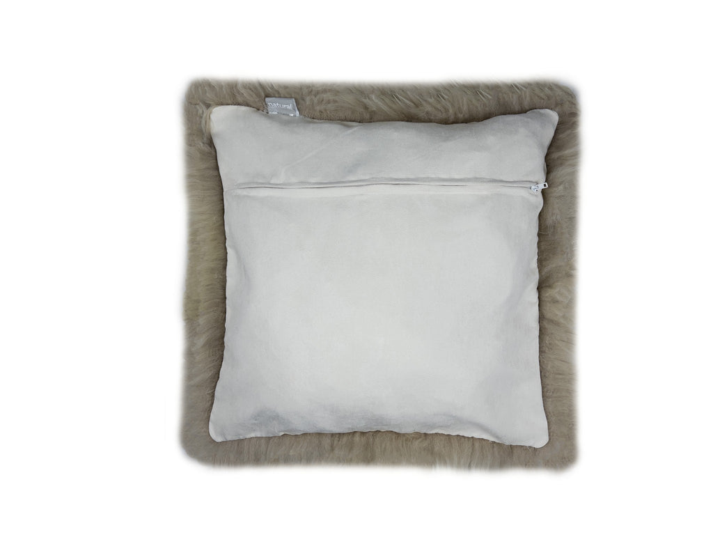 Taupe Natural Sheepskin Square Pillow - 99fab 