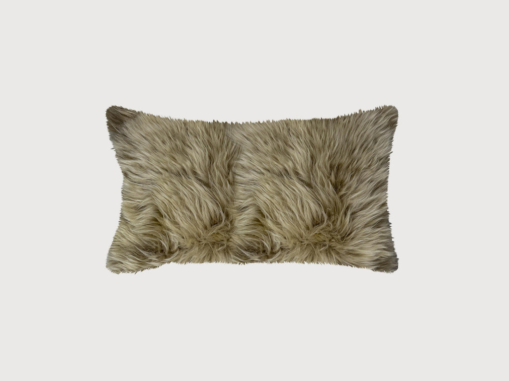 Taupe Natural Sheepskin Lumbar Pillow - 99fab 