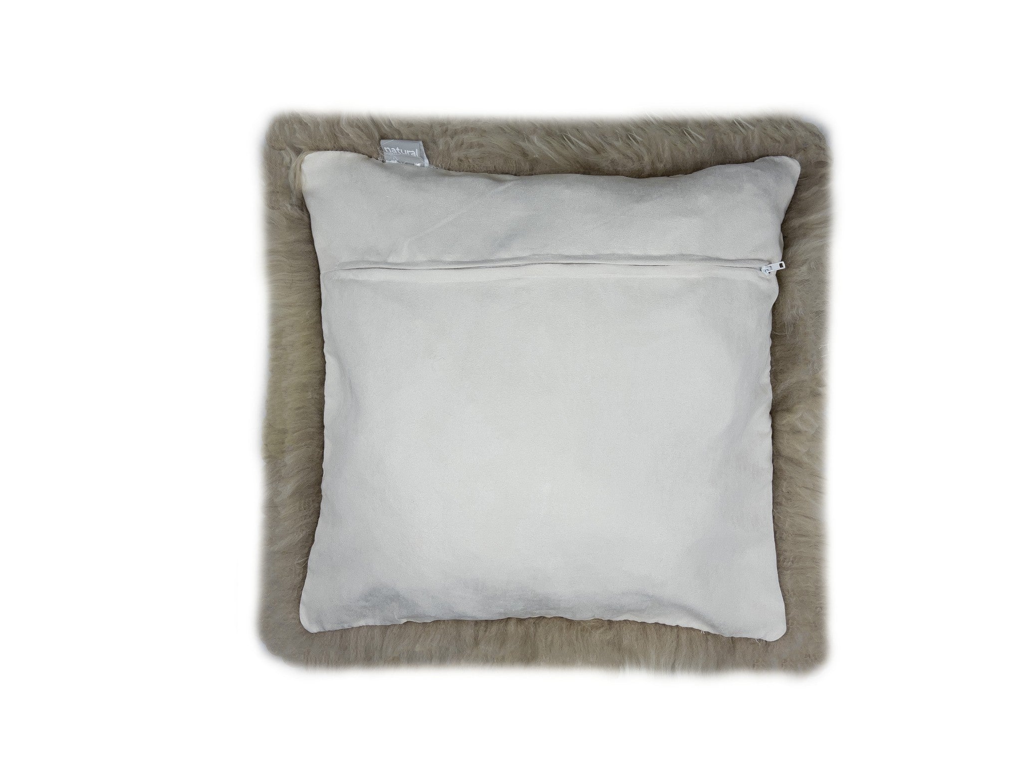 Set Of Two Taupe Natural Sheepskin Square Pillows