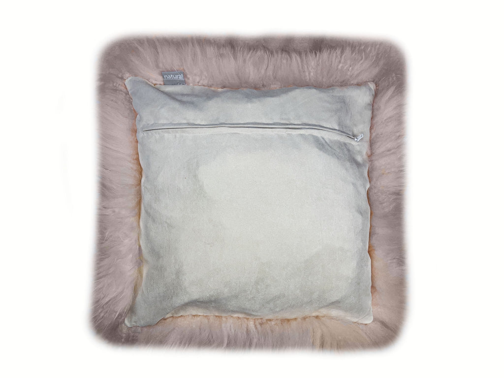 Set Of Two  Blush Natural Sheepskin Square Pillows - 99fab 