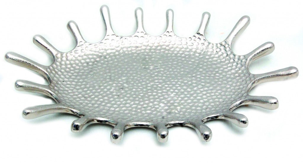 Silver Hammered Splash Design Serving Tray - 99fab 