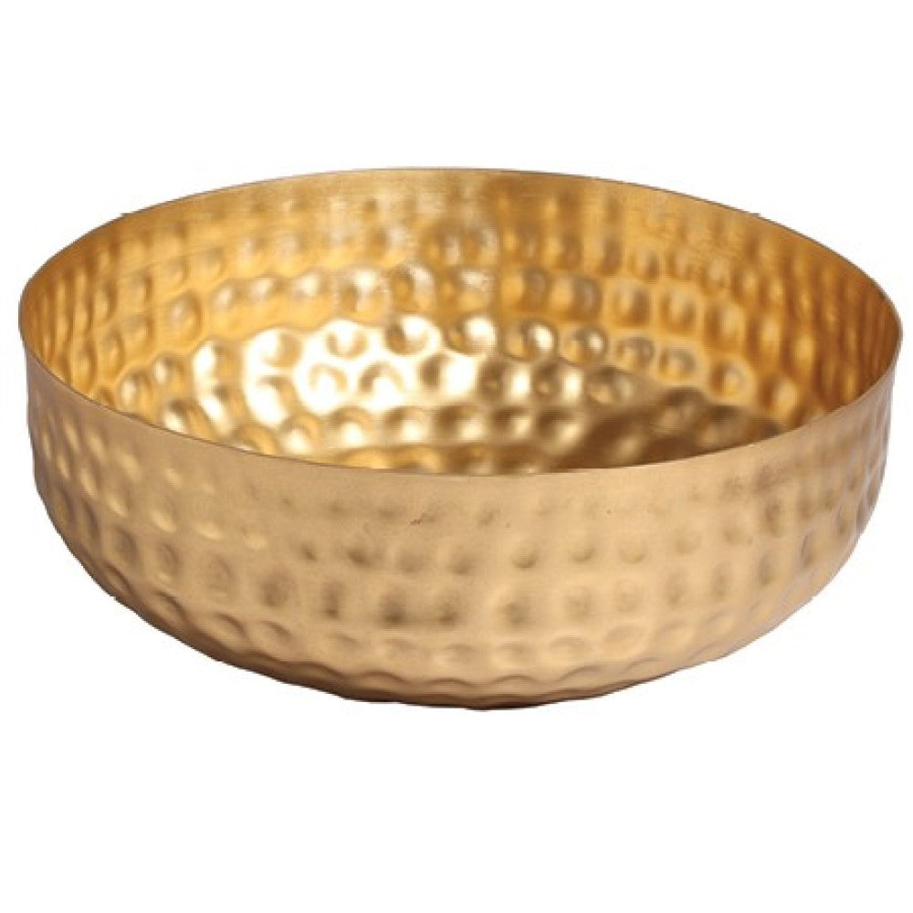 Gold Colored Round Hammered Bowl - 99fab 