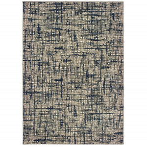 8’X11’ Gray And Navy Abstract Area Rug