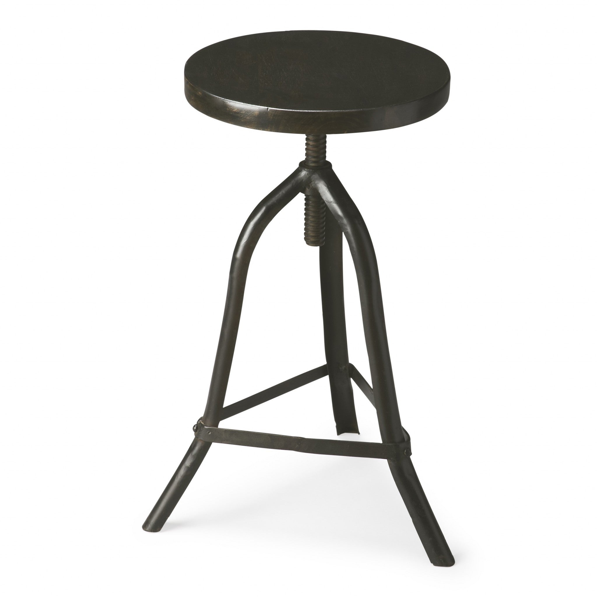 Black Iron Revolving Round Stool