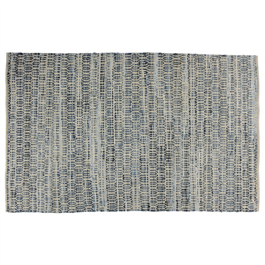 5' X 8' Blue And Gray Dhurrie Area Rug - 99fab 