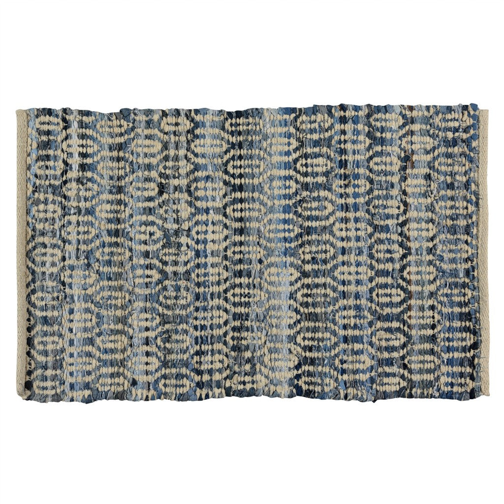 2' X 3' Blue And Gray Ogee Scatter Rug