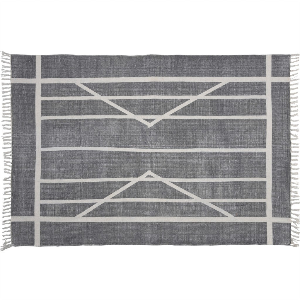 4' X 6' Gray Dhurrie Area Rug - 99fab 