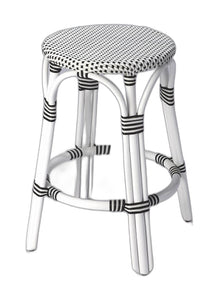 Classic White And Black Rattan Counter Stool