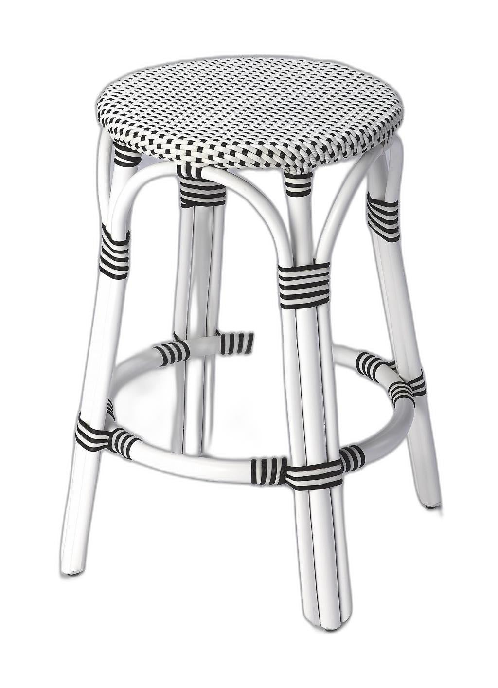 Classic White And Black Rattan Counter Stool - 99fab 