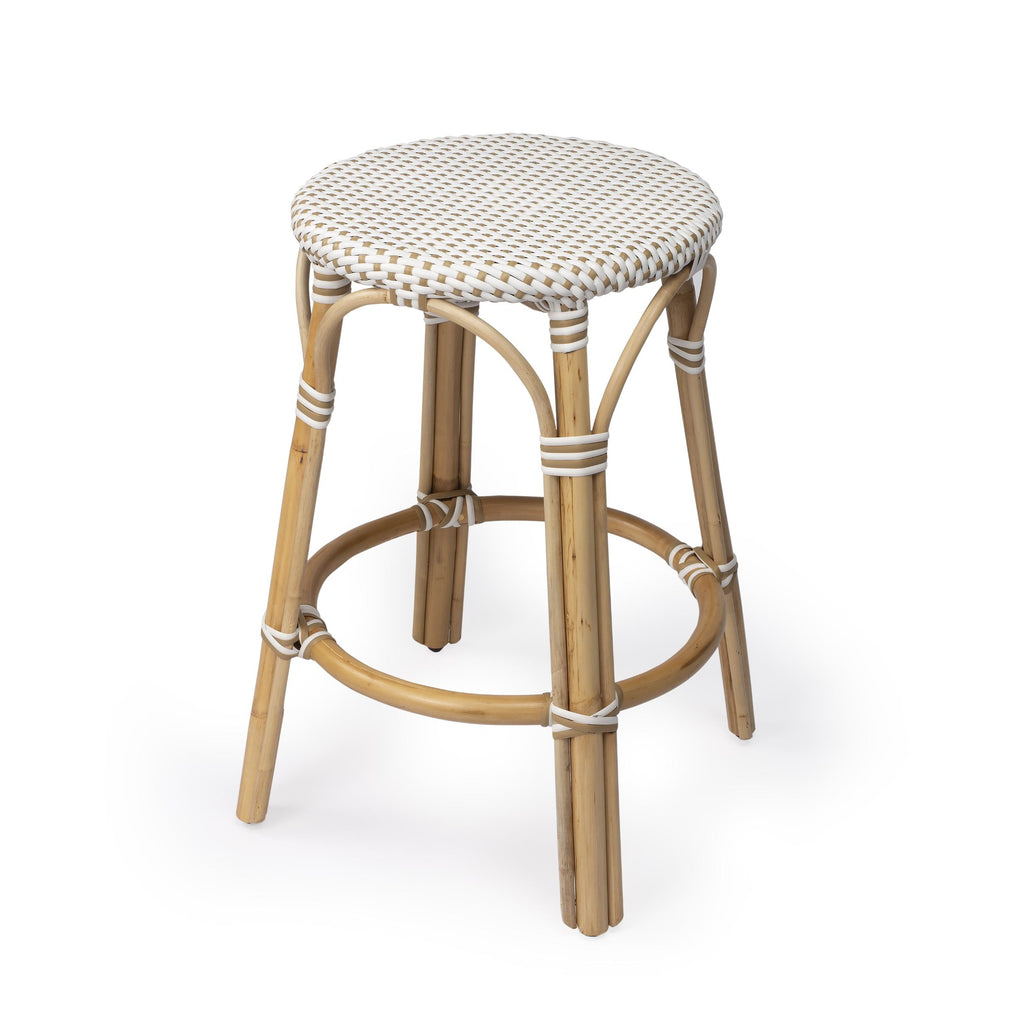 Beige And White Rattan Counter Stool - 99fab 