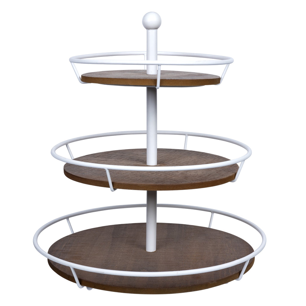 Three Tiered Metal And Wood Decorative Stand - 99fab 