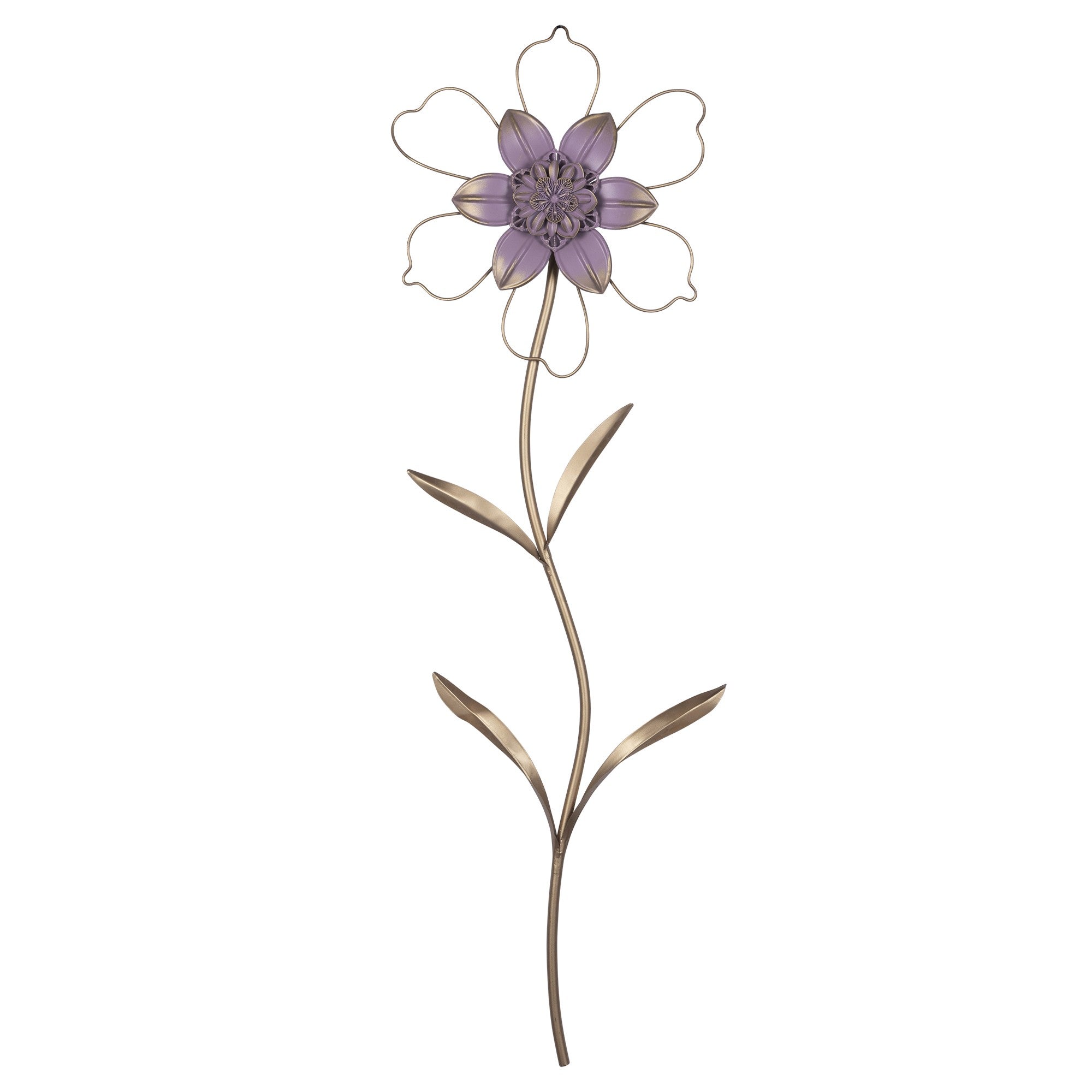 Contemporary Single Stem Metal Flower Wall Decor