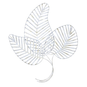 Fanned White Metal Leaf Wall Decor