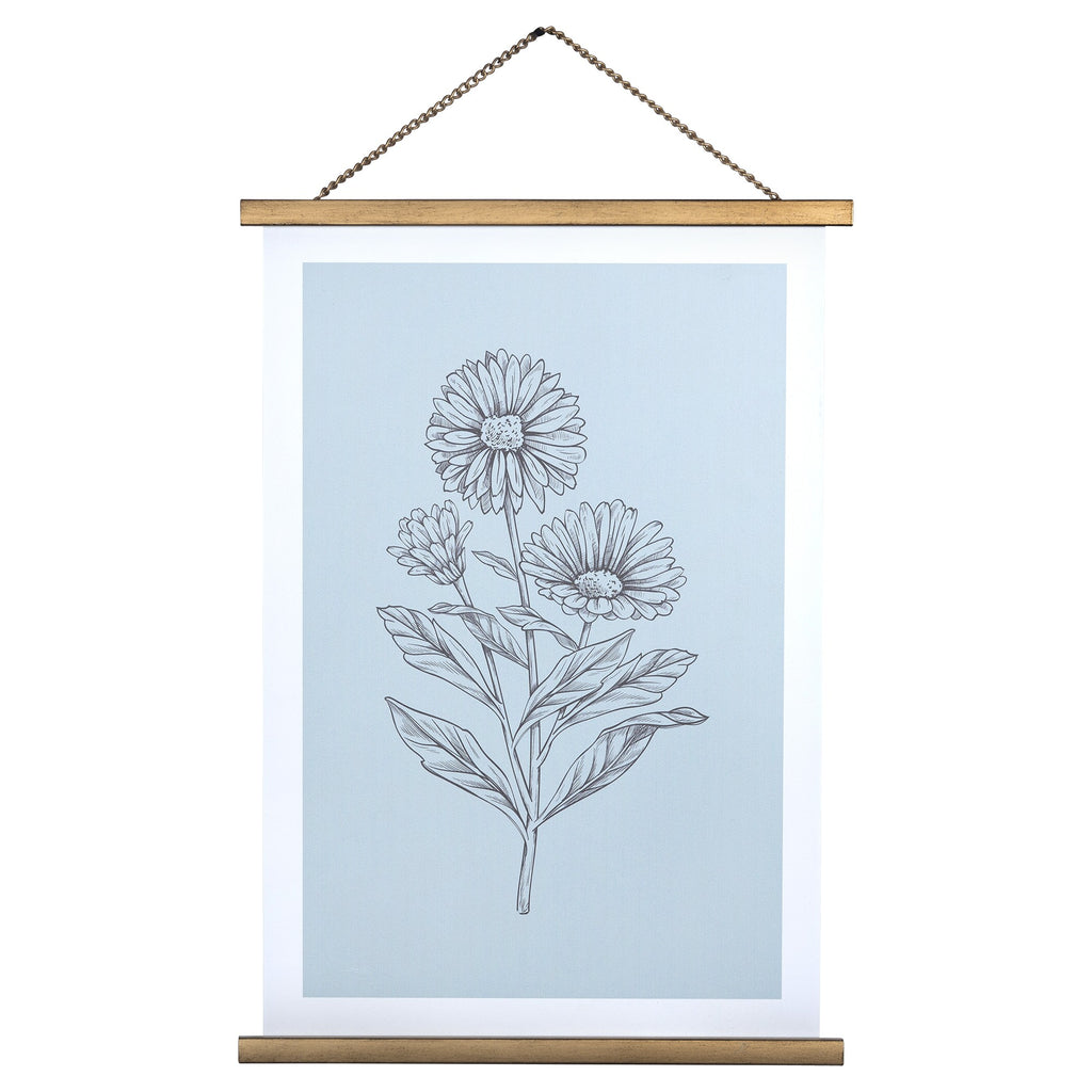 Blue Floral Print Scroll Wall Art - 99fab 