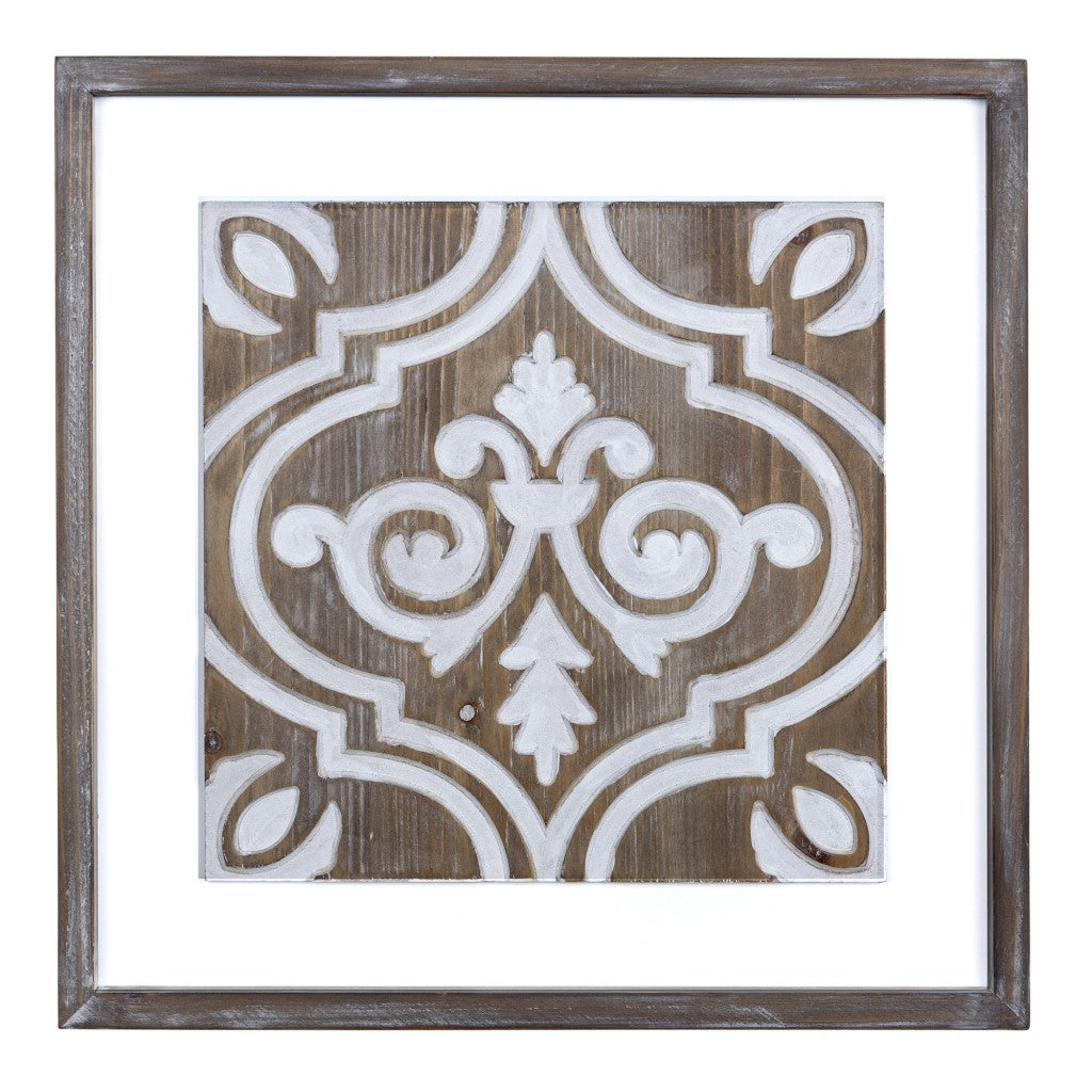 Wooden Gray And Beige Ethnic Tile Wall Plaque - 99fab 