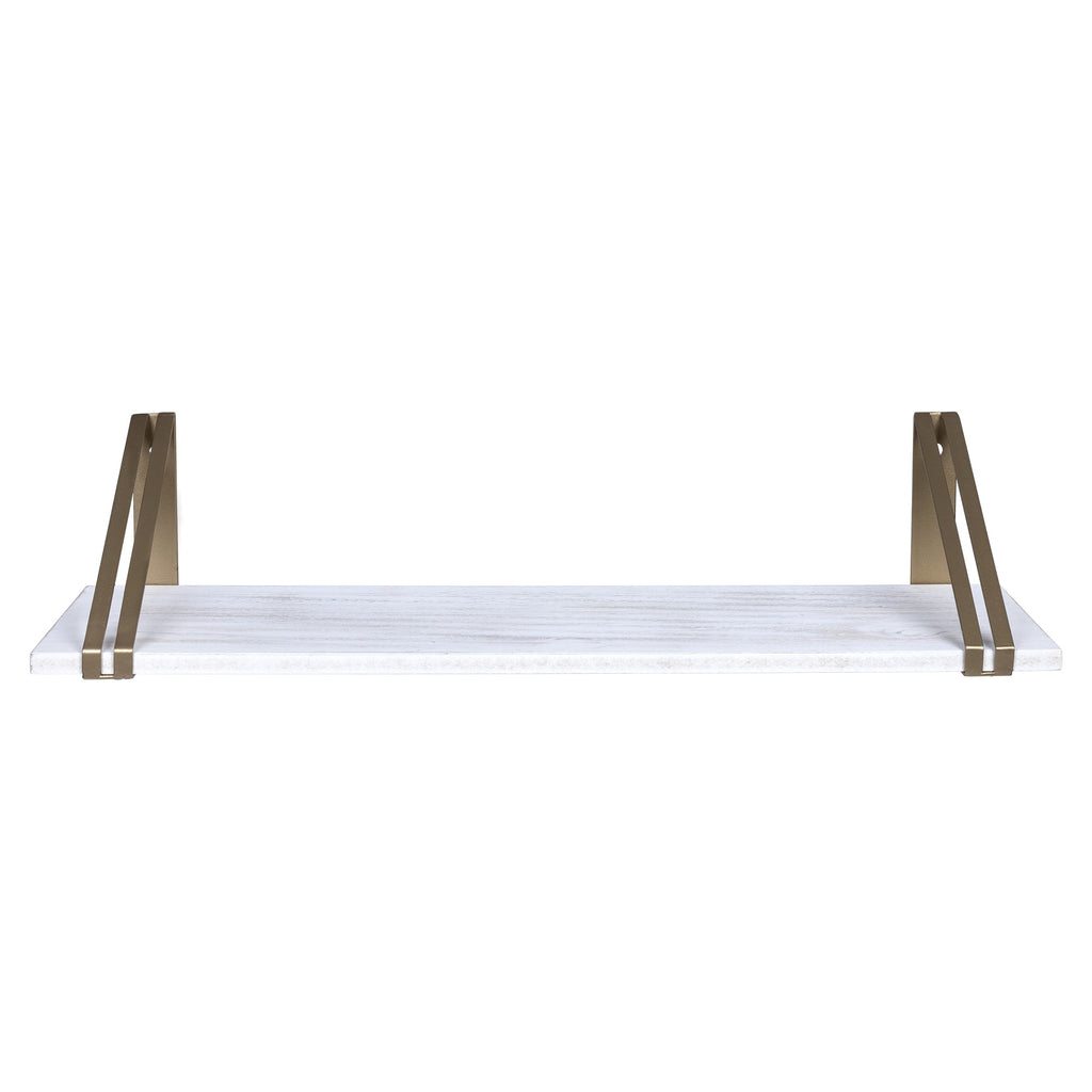 White And Gold Metal Wall Shelf - 99fab 