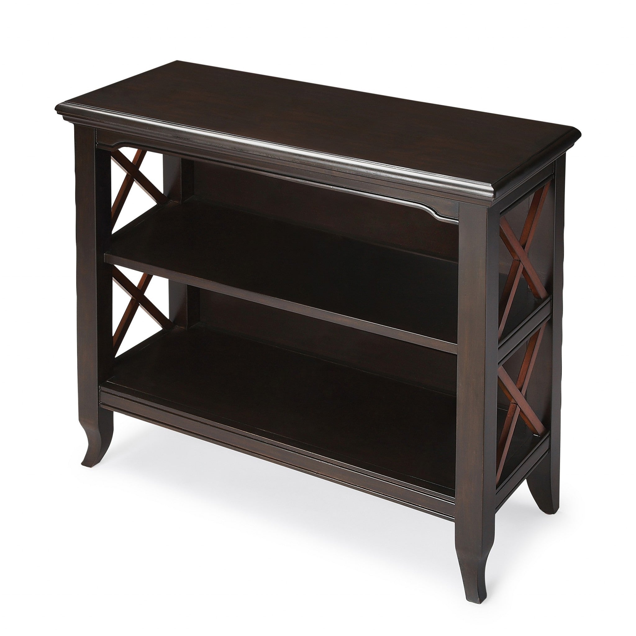 30" Dark Brown Two Tier Standard Bookcase