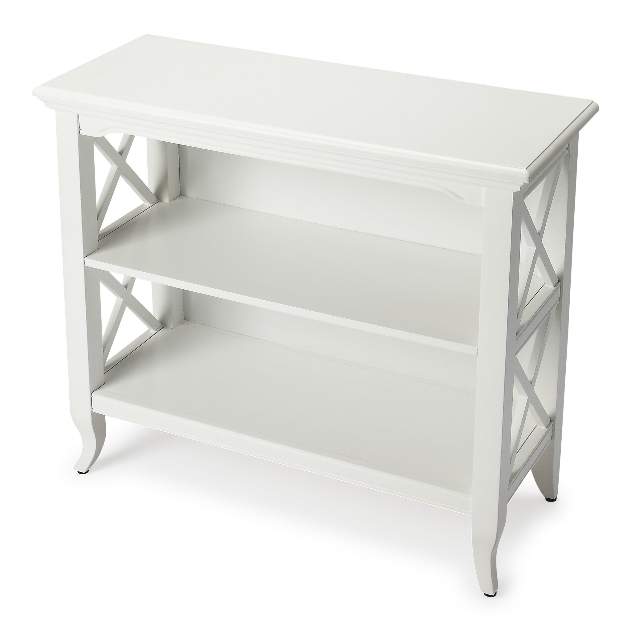 30" White Two Tier Standard Bookcase