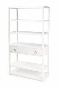 70" White Five Tier Standard Bookcase With One Drawer