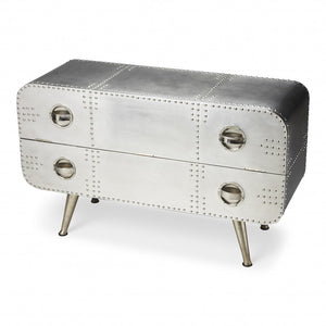 43" Silver Metal Two Drawer Standard Chest