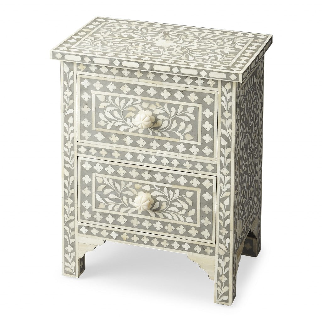 Vivienne Grey Bone Inlay Accent Chest