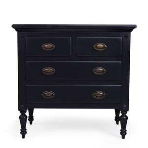 32" Black Solid Wood Four Drawer Gentlemans Chest