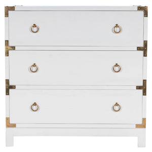 28" White Solid Wood Three Drawer Standard Dresser