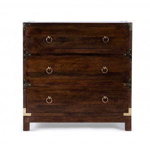 28" Brown Solid Wood Three Drawer Standard Dresser