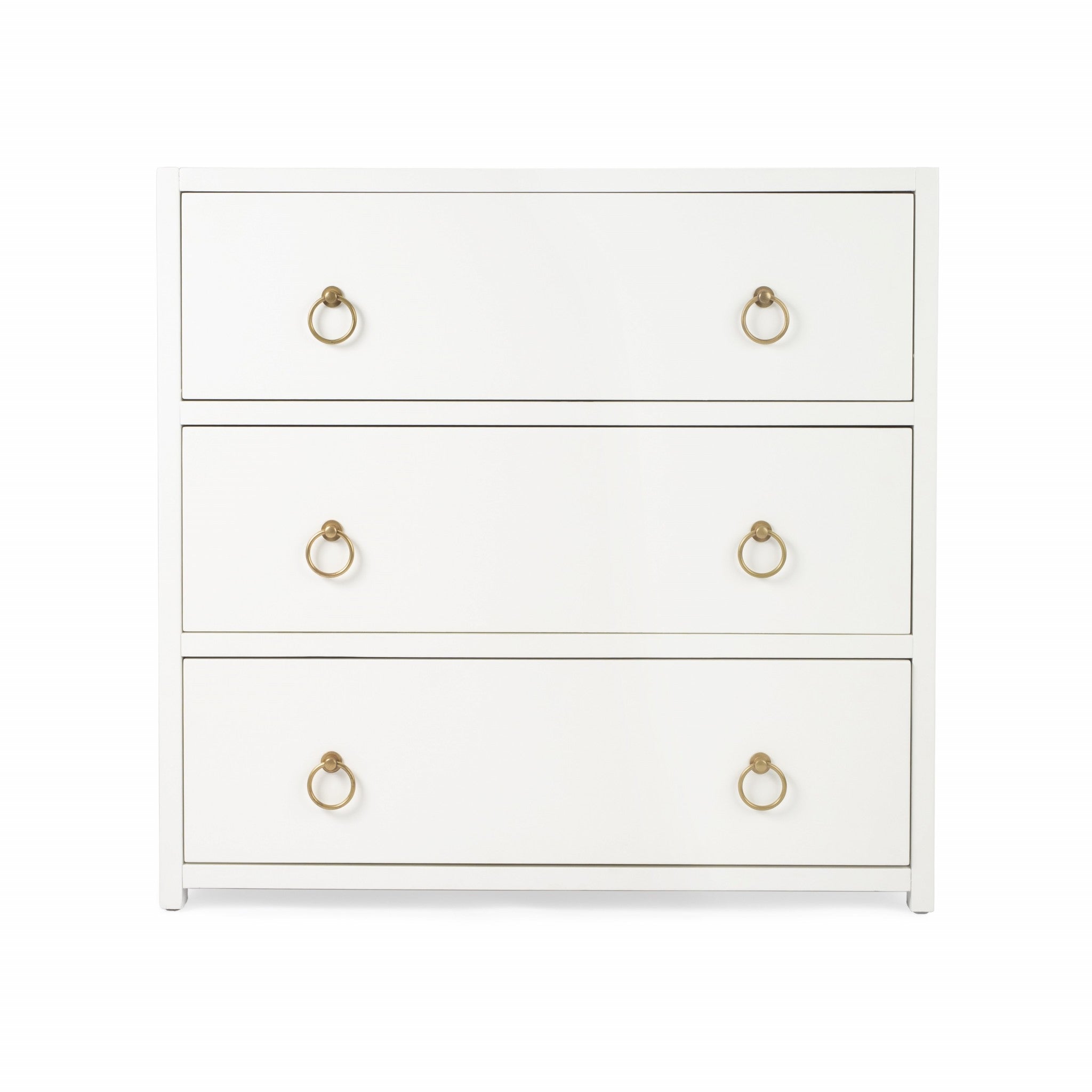 34" White Manufactured Wood Three Drawer Standard Dresser