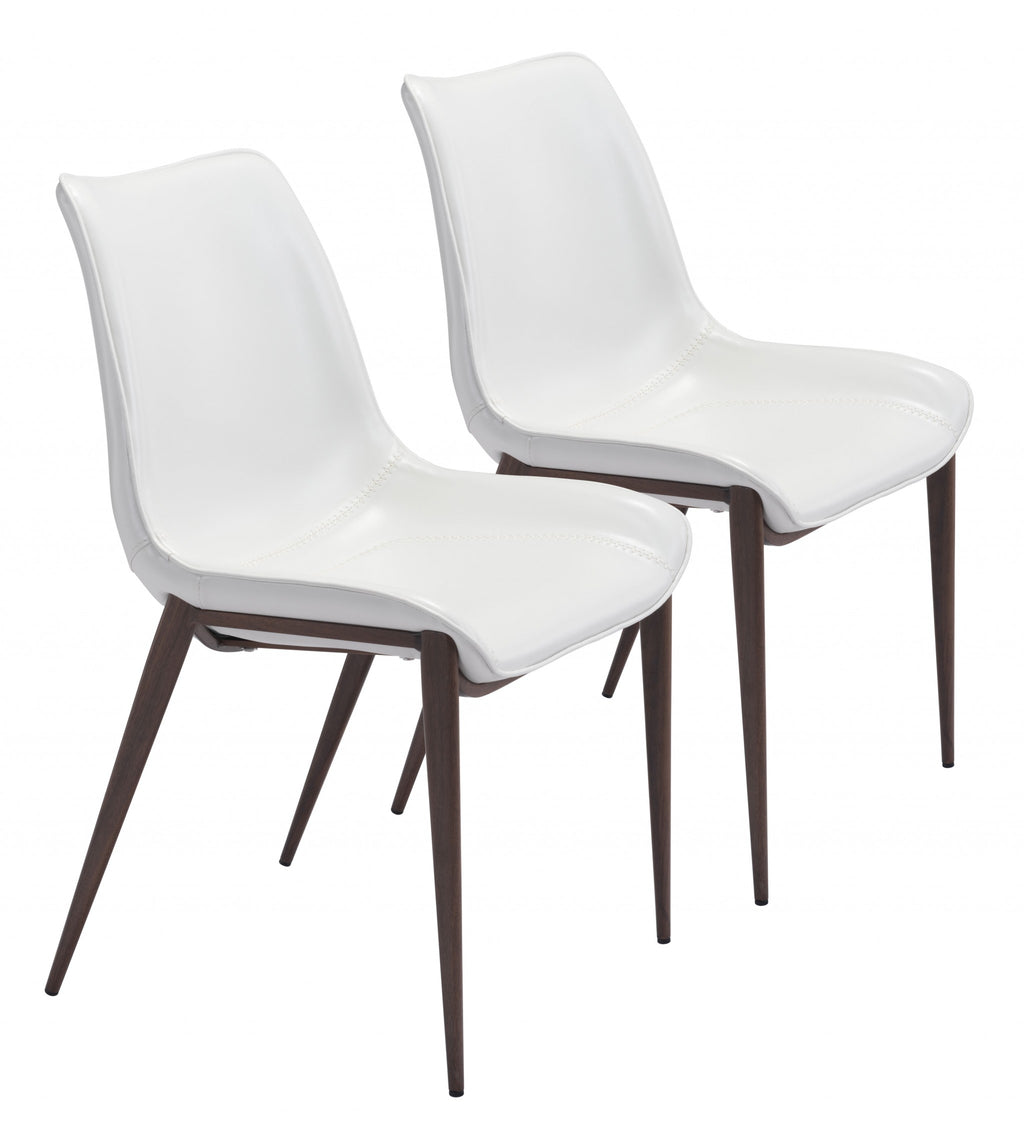 Stich White Faux Leather Side or Dining Chairs Set of 2 Chairs - 99fab 