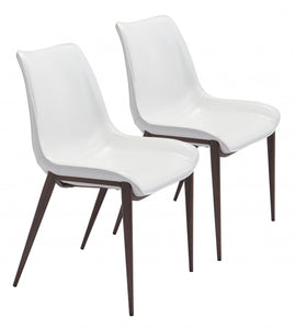 Stich White Faux Leather Side or Dining Chairs Set of 2 Chairs