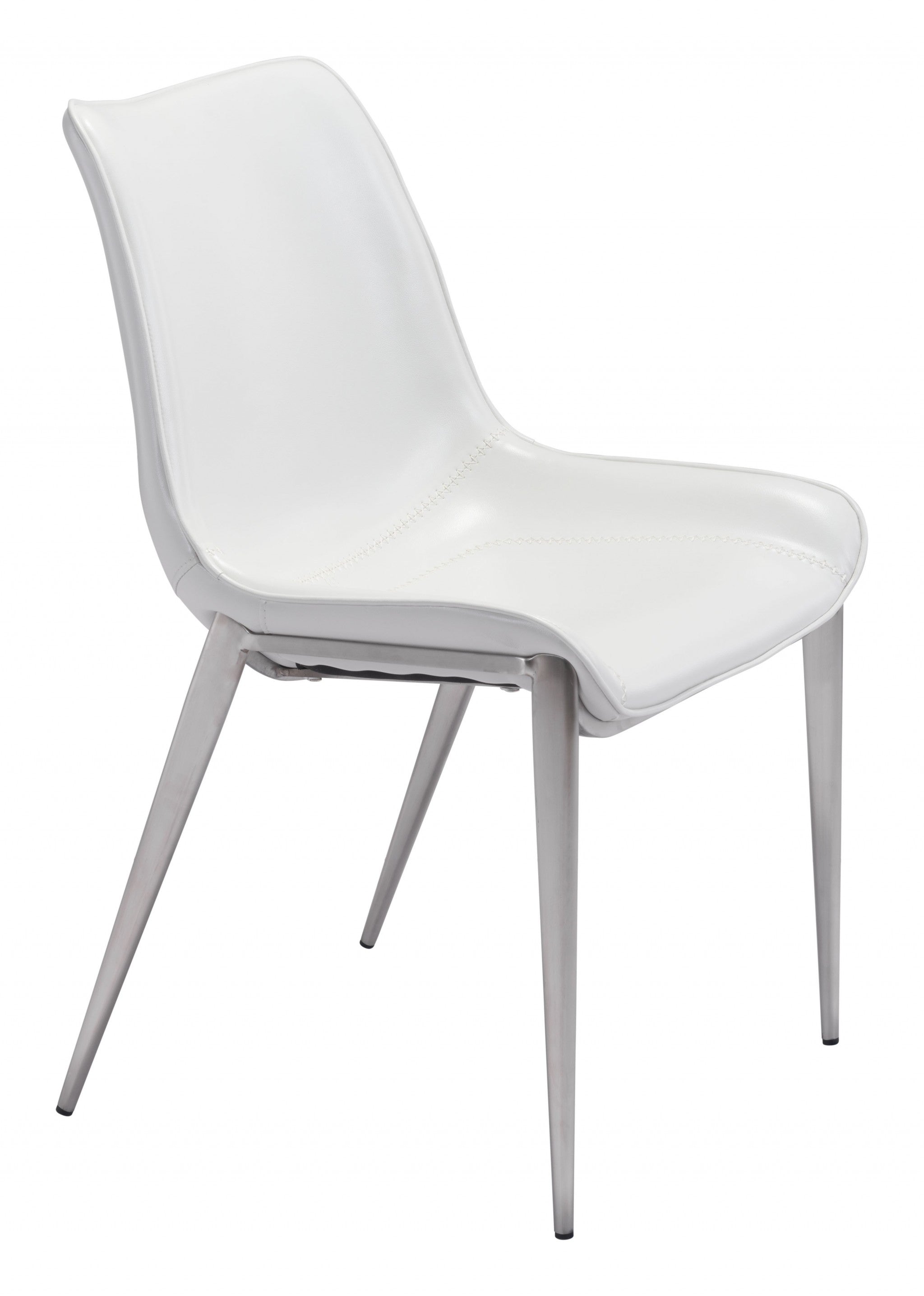 Stich White Faux Leather Side or Dining Chairs Set of 2 Chairs