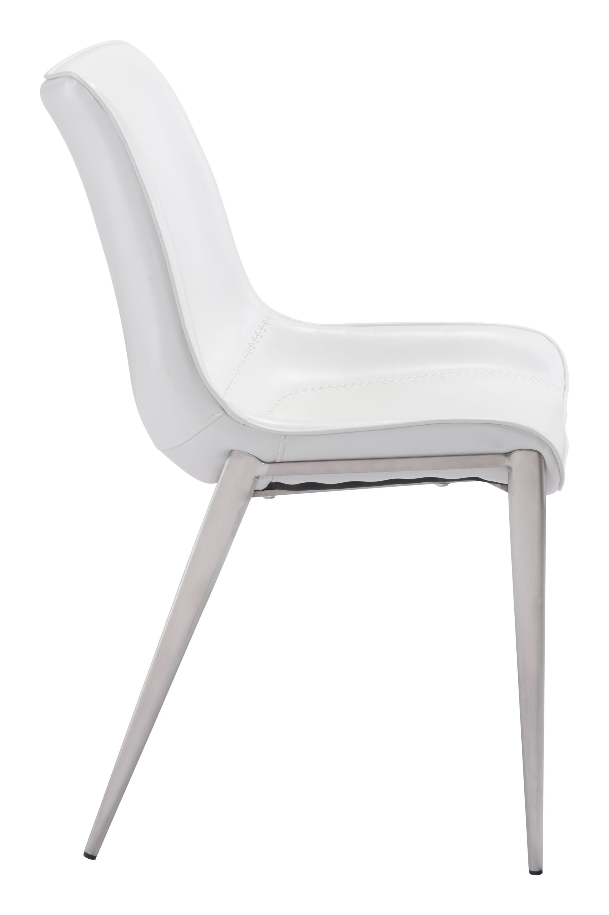 Stich White Faux Leather Side or Dining Chairs Set of 2 Chairs