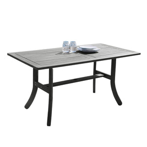 Distressed Grey Dining Table With Curved Legs