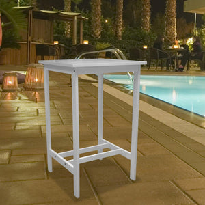 43" White Solid Wood Slat Indoor Outdoor High Top Bar Table