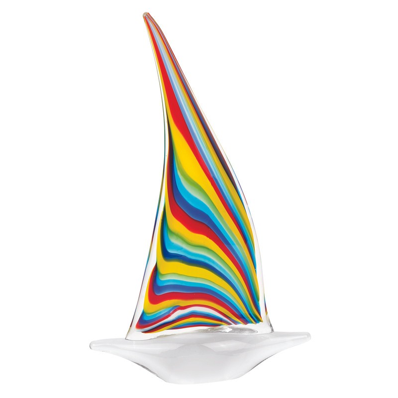 Murano Style Art Glass Primary Sailboat Sculpture - 99fab 