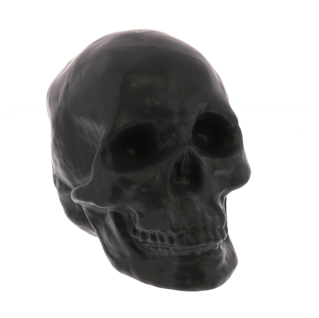 Black Ceramic Skull Sculpture - 99fab 