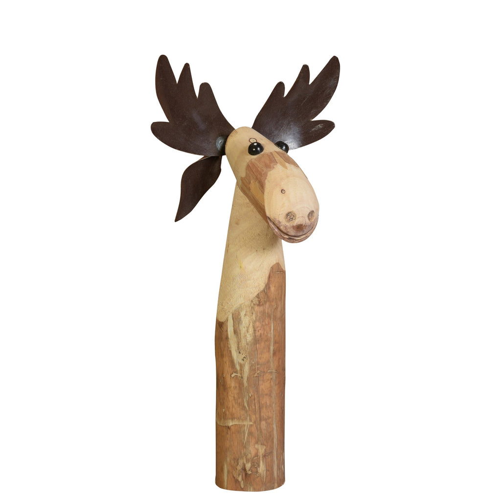 Wood And Metal Moose Sculpture - 99fab 