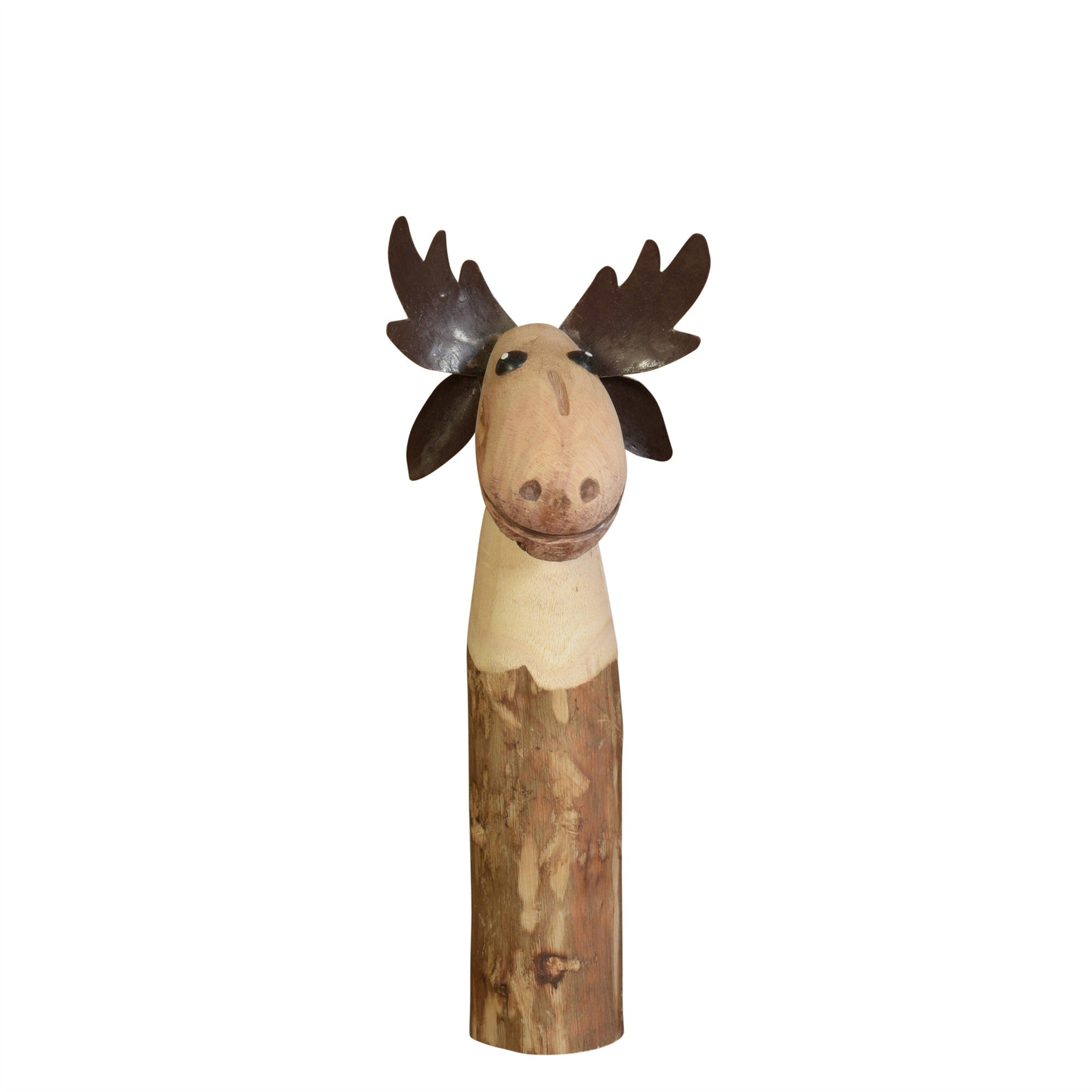 Petite Wood And Metal Moose Sculpture