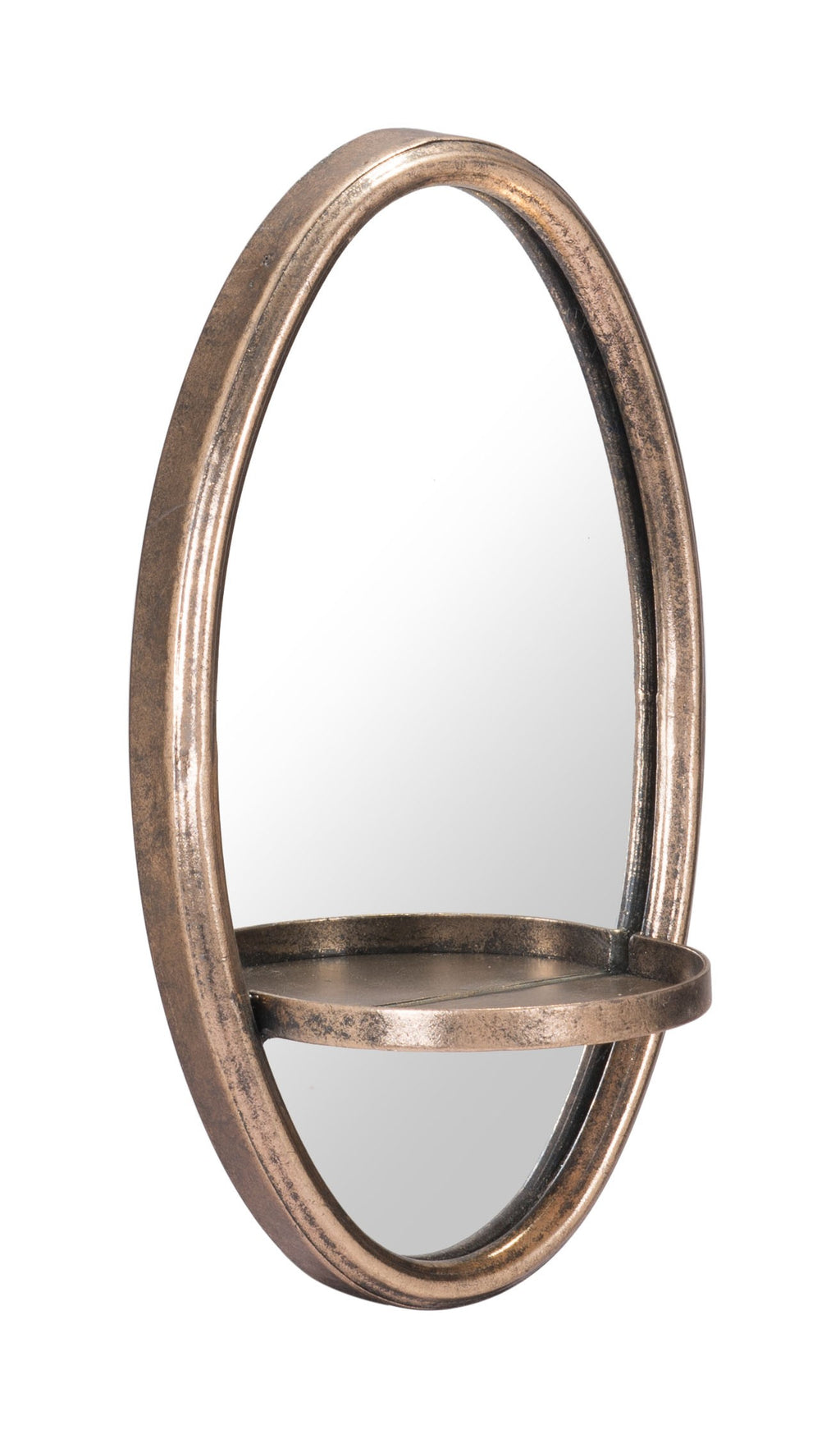 Antiqued Gold Oval Mirror with Petite Shelf - 99fab 