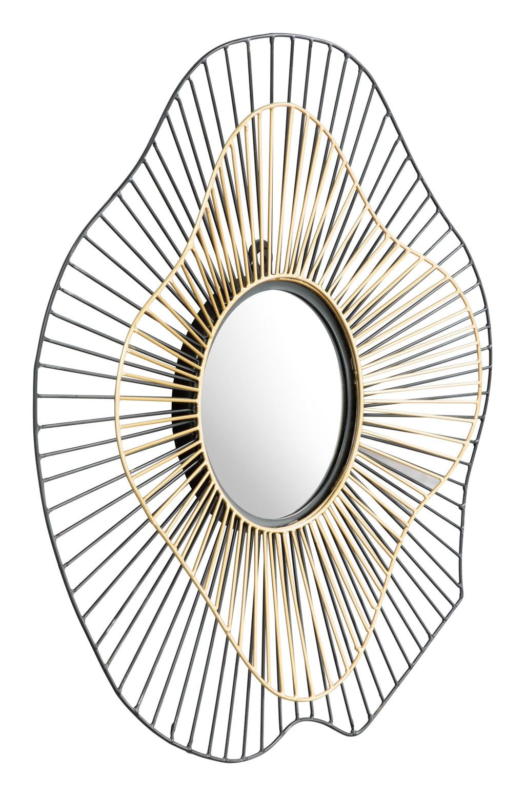 Black and Gold Contemporary Round Mirror - 99fab 