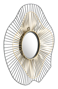 Black and Gold Contemporary Round Mirror