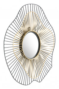 Black and Gold Contemporary Round Mirror