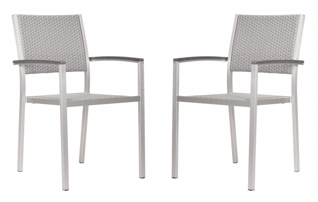 Set Of Two 21" White Aluminum Arm Chair