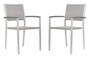 Set Of Two 21" White Aluminum Arm Chair