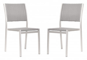 Set Of Two 18" White Aluminum Side Chair