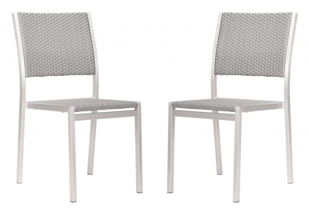 Set Of Two 18" White Aluminum Side Chair